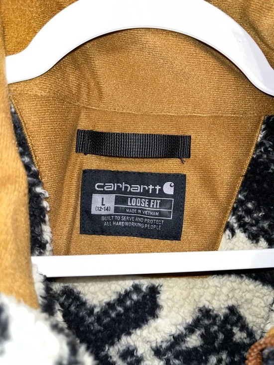 Carhartt Fair Isle Pullover Fleece Loose Fit Sherpa Sweatshirt Women's Large - Picture 7 of 10